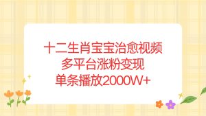 十二生肖宝宝治愈视频，多平台涨粉变现，单条播放2000W+