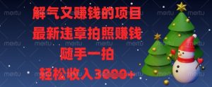 解气又挣钱的项目，最新违章拍照挣钱，随手一拍，轻松收入数张【揭秘】