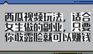 西瓜视频玩法，适合女生做的副业，只要你敢露脸就有收益