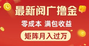 最新阅广撸金项目，零成本满包收益，可矩阵操作，月入过1W【揭秘】