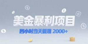 美金暴利项目，四小时当天提现 2000+机会留给会选赛道的人