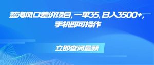 （15714期）蓝海风口差价项目，一单35，日入3500+，手机即可操作