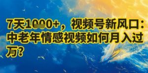 7天收益1k+，视频号新风口：中老年情感视频如何月入过W?