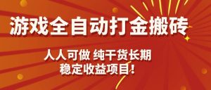 （15938期）游戏全自动打金搬砖，日入千元，人人可做，纯干货，长期稳定收益项目！