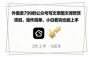 外面卖799的公众号写文章图文得赞赏项目，操作简单，小白看完也能上手