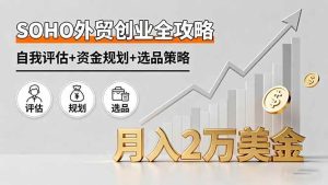 （16076期）SOHO外贸创业全攻略，自我评估+资金规划+选品策略，月入2万美金