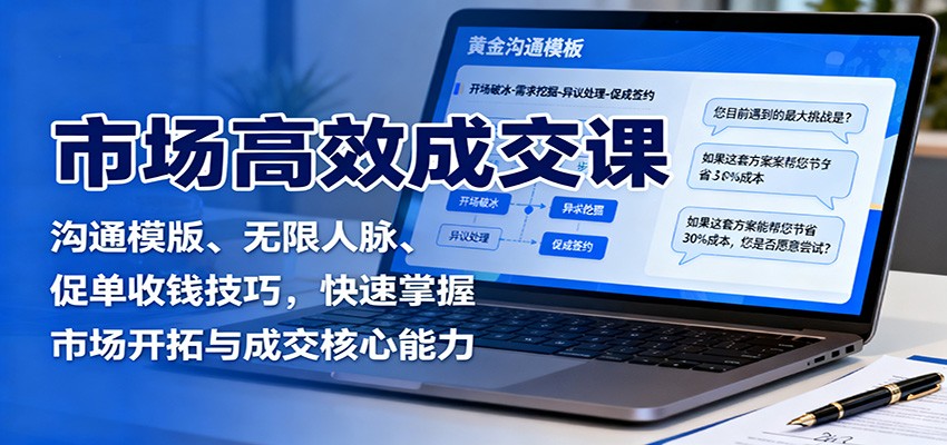 市场高效成交课：沟通模版、无限人脉、促单收钱技巧，快速掌握市场开拓与成交核心能力