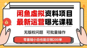 （16235期）闲鱼虚拟资料最新变现玩法，一人多店无需囤货，多管道收益独家玩法，小…