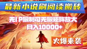 （16237期）小说阅读搬砖单机每天收益200-400+ 无IP限制可无限矩阵放大 —