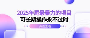 （16316期）2025年尾最暴力的项目可长期操作永不过时