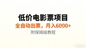 低价电影票项目，全自动出票，月入6k+，附保姆级教程【揭秘】