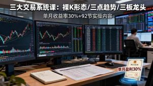 （16269期）三大交易系统课：裸K形态/三点趋势/三板体系，单月收益率30%+92节实操内容