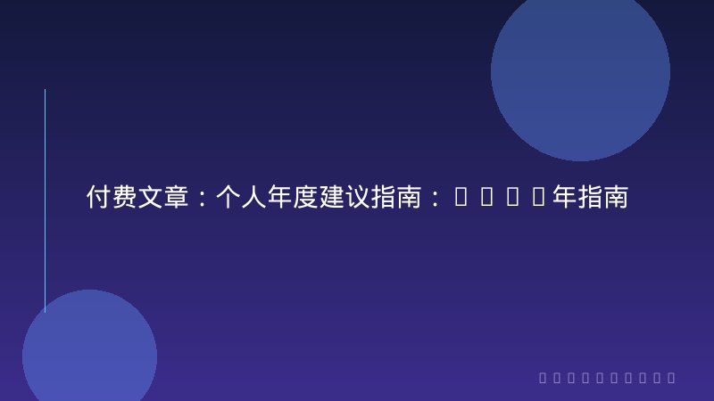 付费文章：个人年度建议指南：2026年指南