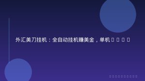外汇美刀挂机：全自动挂机赚美金，单机600+
