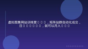虚拟图集网站训练营2.0，矩阵站群自动化成交，日IP1000，就可以月入1w+