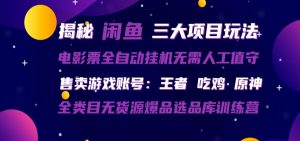 闲鱼三种玩法 全自动电影票 售卖游戏账号 爆品选品库训练营