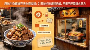 原味牛杂摆摊开店全套攻略：21节技术流课程拆解，手把手还原爆火配方