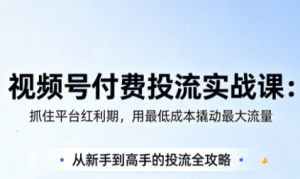 渔财老师·视频号付费投流实战课(更新5月)