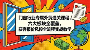 门窗行业专属外贸通关课程，六大板块全覆盖，获客报价风控全流程实战教学