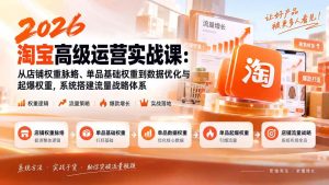 （20409期）2026淘宝高级运营实战课：从店铺权重脉络、单品基础权重到数据优化与起爆权重，系统搭建流量战略体系