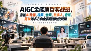 AIGC全能项目实战班，涵盖AI绘画、视频、音频、数字人、音乐、剪映等多方向全赛道落地变现课（更新）