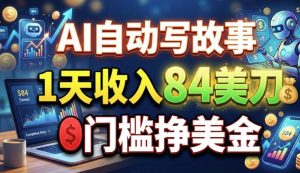 AI自动写故事，1天收入84刀，0门槛挣美刀