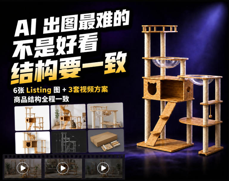 一张商品图，怎么生成6张Amazon Listing图和3套视频方案？