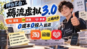 （20400期）绅白不白·薅流虚拟3.0丨淘宝闲鱼多多三端同步丨0成本0投入起店（更新）