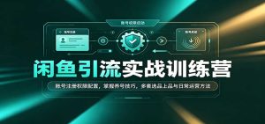 闲鱼引流实战训练营：账号注册权限配置，掌握养号技巧，多套选品上品与日常运营方法