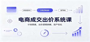 电商成交出价系统课：计划搭建，出价逻辑拆解，投产优化