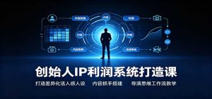 创始人IP利润系统打造课：打造差异化活人感人设，内容抓手搭建，导演思维工作流教学