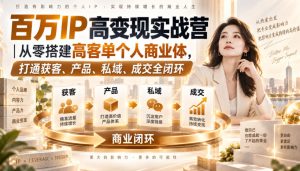 百万IP高变现实战营｜从零搭建高客单个人商业体，打通获客、产品、私域、成交全闭环