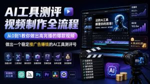 AI工具测评视频制作全流程，从0到1教你做出高完播的爆款视频，做出一个稳定接广告賺钱的AI工具测评号