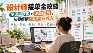 设计师接单全攻略-无水印，多渠道获客+谈单报价，从零解锁稳定副业收入